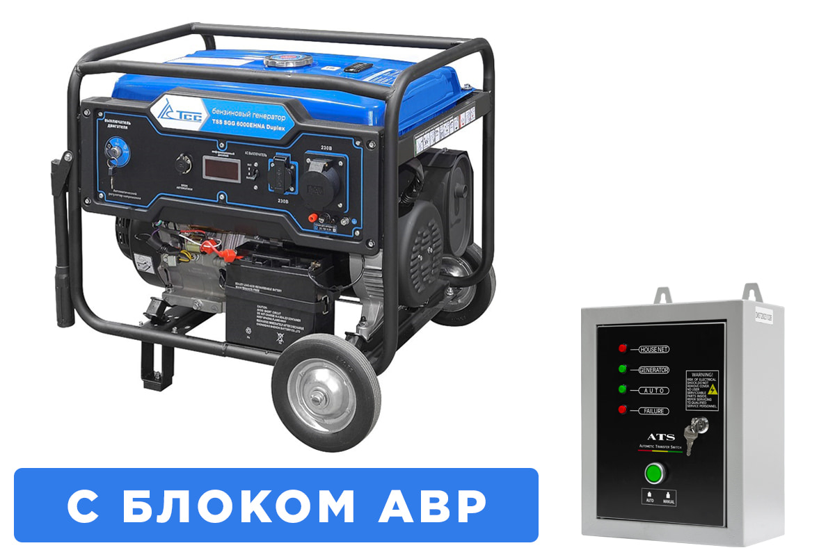 картинка Бензогенератор 6 кВт ТСС SGG 6000EHNA Duplex с АВР